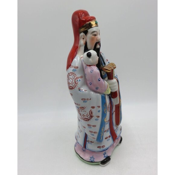 CHINESE God Of Longevity Figurine With BABY Child Hand-Painted Vintage Porcelain - Picture 2 of 10